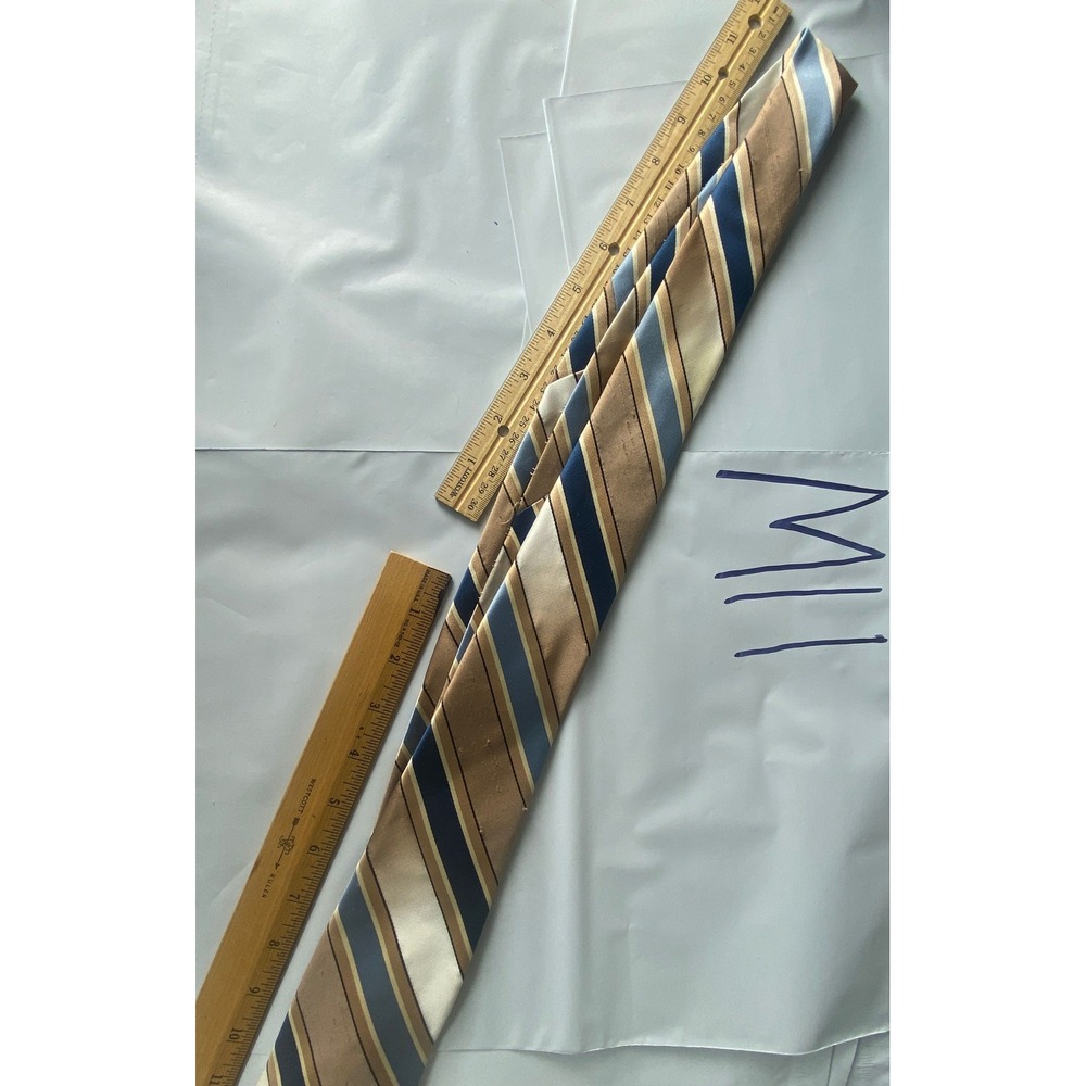 Striped Necktie Mens Silk Blend Brown Blue Formal Business Accessory